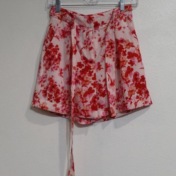 Asos Pink Floral High Waist Shorts Sz 4 - Picture 3 of 8